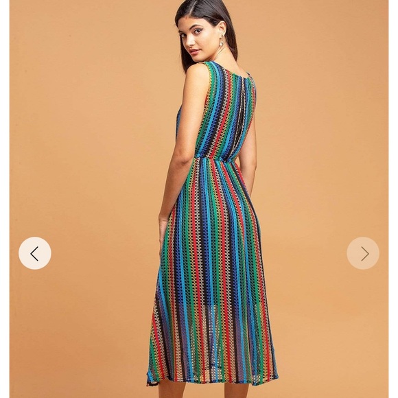 guc eva franco Multicolor Striped perforated Sleeveless Dress 6 - Picture 6 of 15